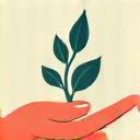 Symbol für Social Impact Leadership: Eine Hand, die eine kleine Pflanze pflegt, um Wachstum, Fürsorge und soziale Verantwortung darzustellen.