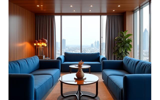 Elegante Executive Lounge, die zum Netzwerken und informellen Austausch einlädt in der Quorbis Akademie.