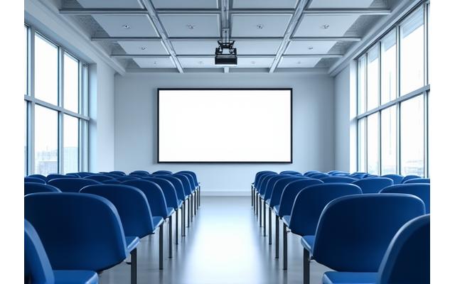 Moderner, lichtdurchfluteter Seminarraum mit aktueller Konferenztechnik in der Quorbis Akademie.