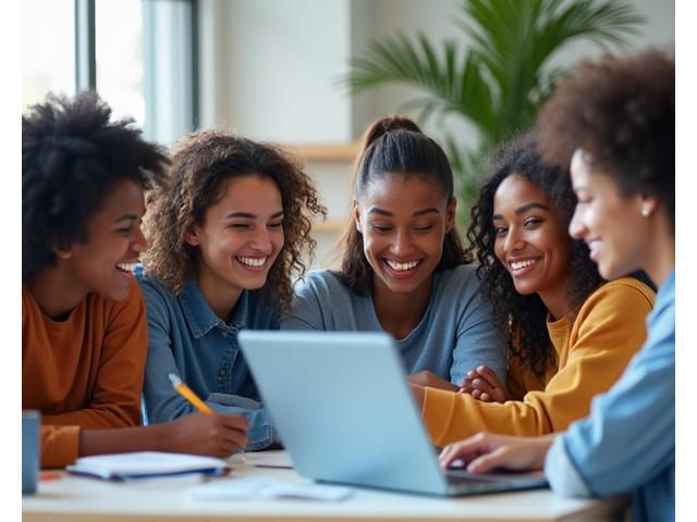 Junge Menschen unterschiedlicher Herkunft, die an einem Mentoring-Programm teilnehmen, um das soziale Engagement der Quorbis Akademie zu symbolisieren.